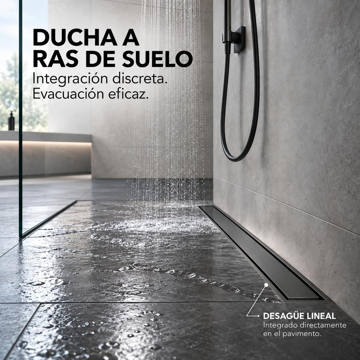 GME Canaleta de Ducha con Tapa Reversible para Ducha a RAS de Suelo