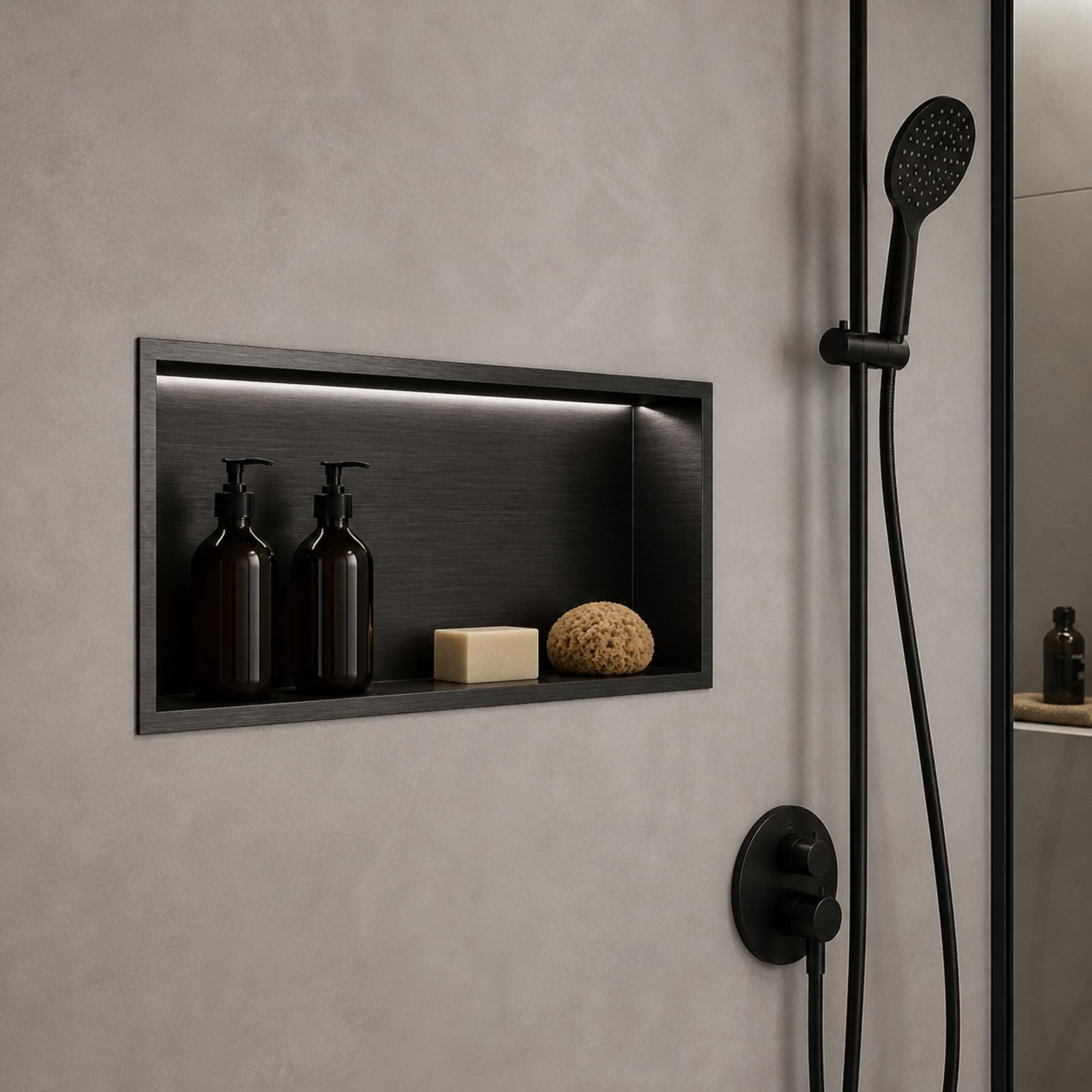 Hornacina Ducha Medimex Oceanic HOR005 Black Gun Metal 63x33