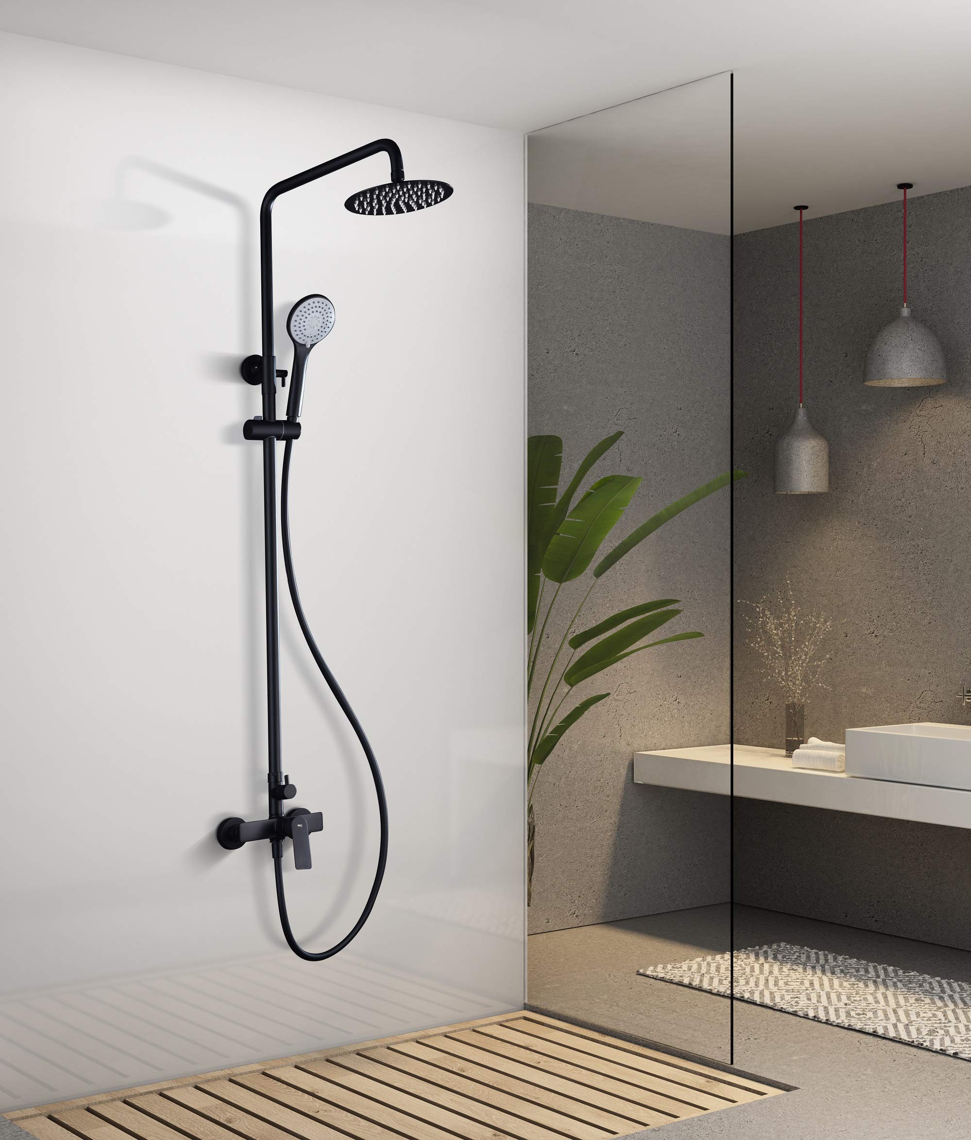 Imex - Conjunto de Ducha Monomando Luxor BDX023-NG | Negro mate, Latón de alta calidad, Diseño moderno