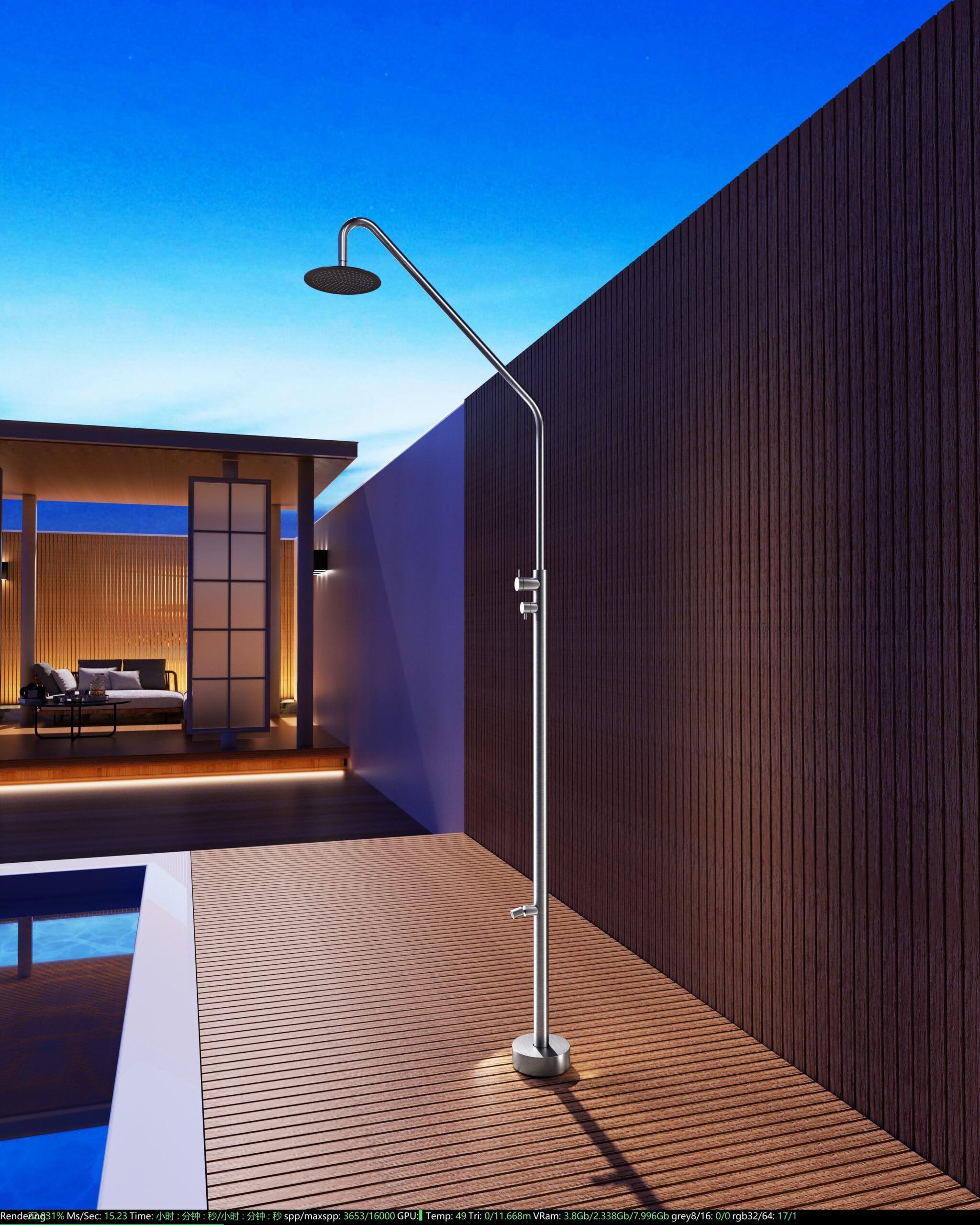 Imex - Columna de Ducha para Piscina DAKOTA | Acero Inoxidable S.316