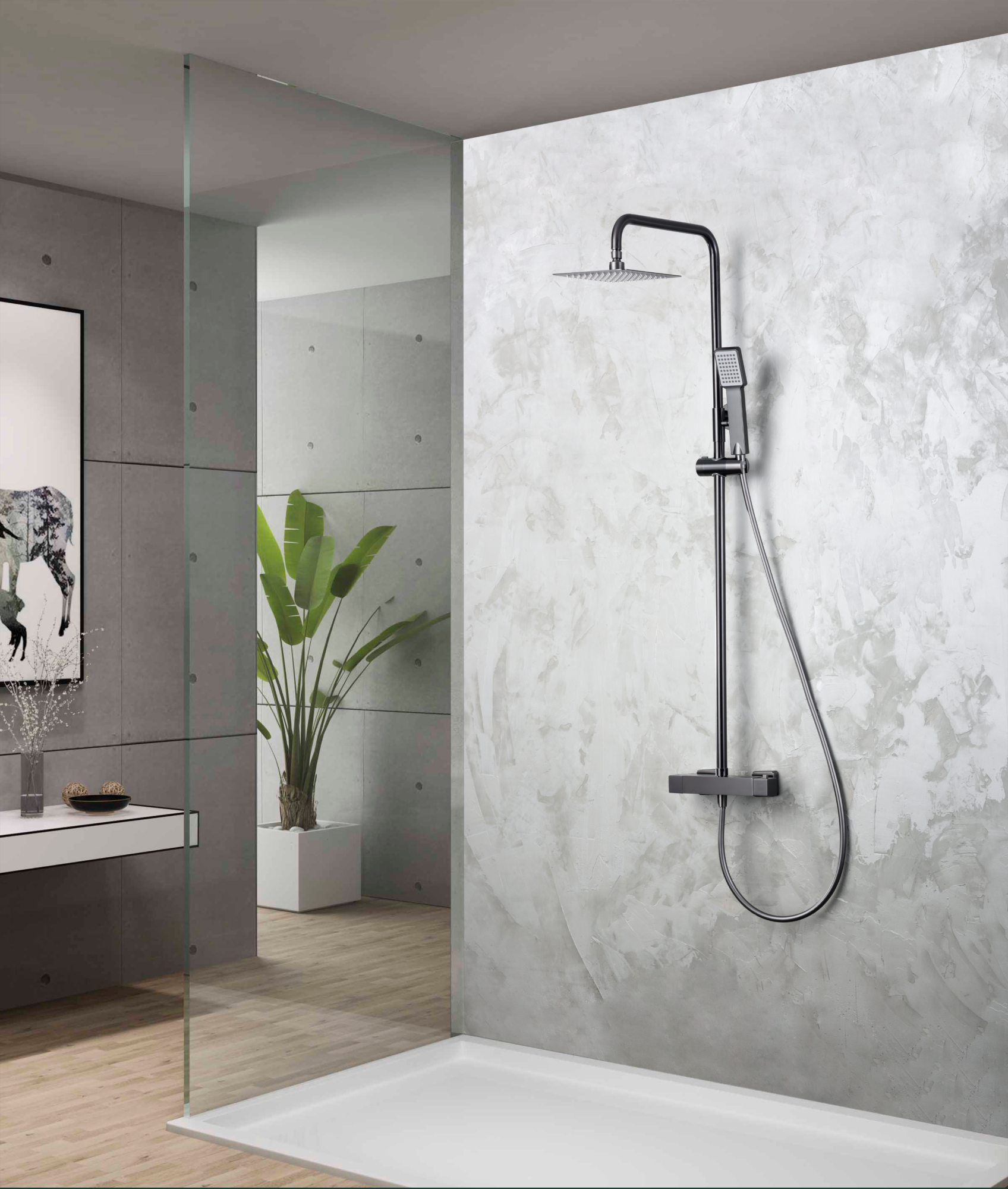Columna de Ducha Termostático IMEX Art BTAR025/BGM Black Gun Metal