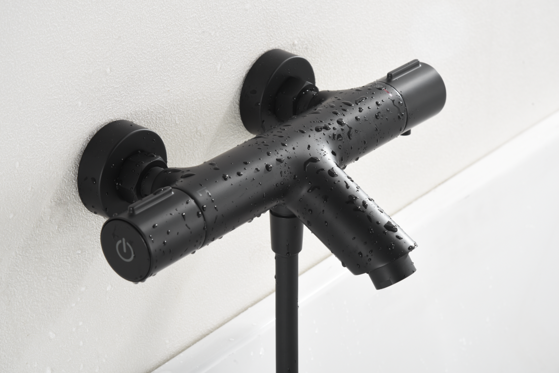 Grifo Termostático Ducha y Bañera IMEX ECO-KENT BTK017-4ECO-NG Negro Mate