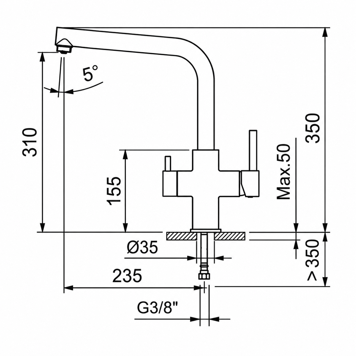 Clever PURE 61430 Water Treatment System | UF Ultrafiltration with Metal Free 1 Way Tap
