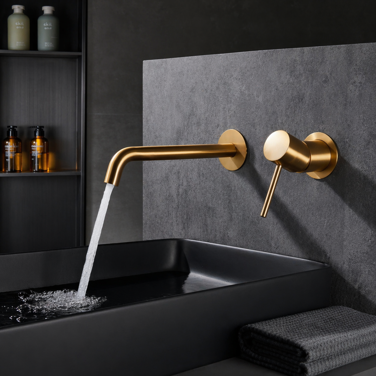 Grifo Lavabo Empotrado IMEX Monza GLM039 Oro Cepillado