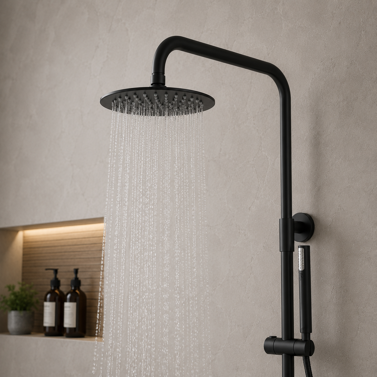 Columna de Ducha Termostático IMEX Monza BTM039-NG Negro Mate | Nousitan