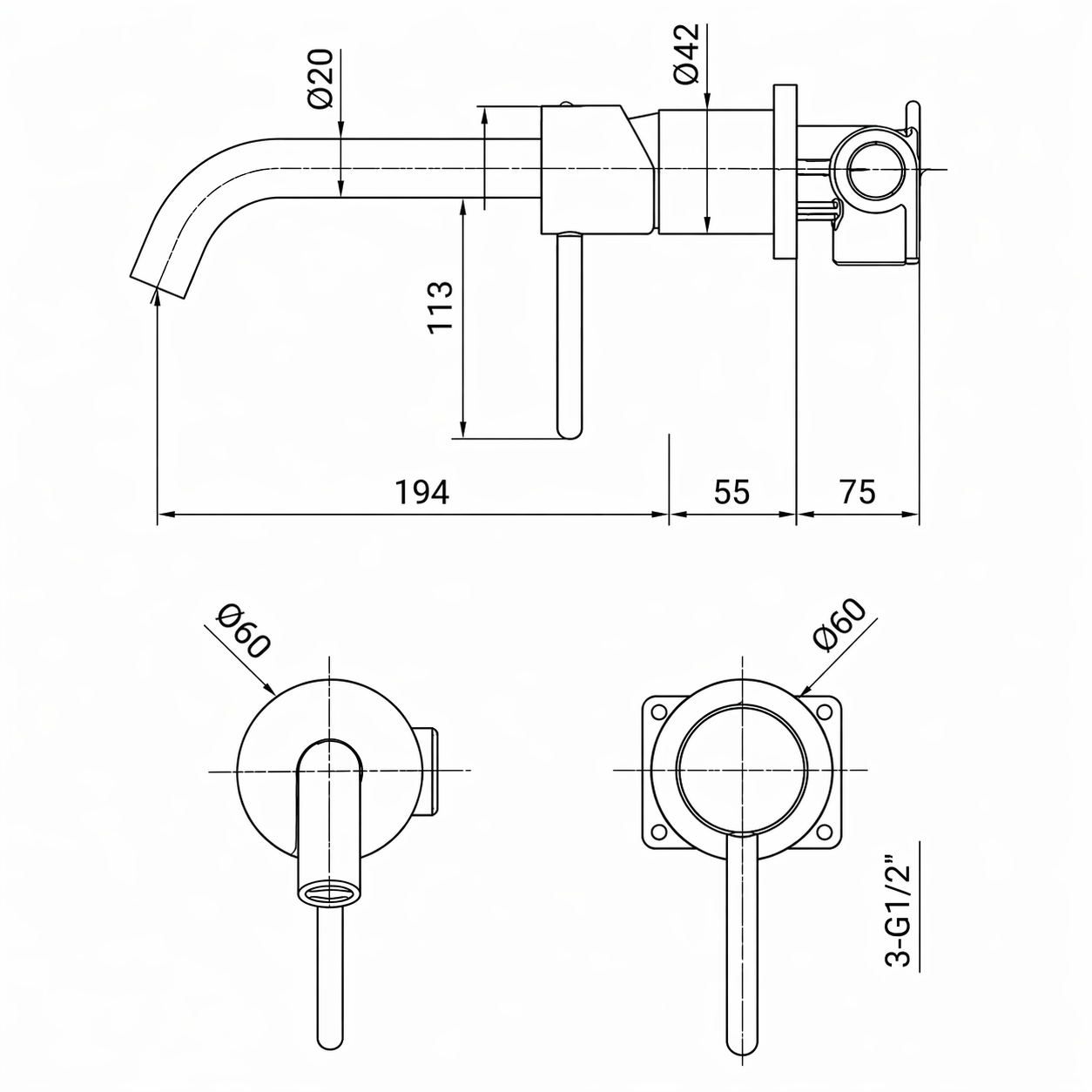 Grifo Lavabo Empotrado IMEX Monza GLM039 Oro Cepillado