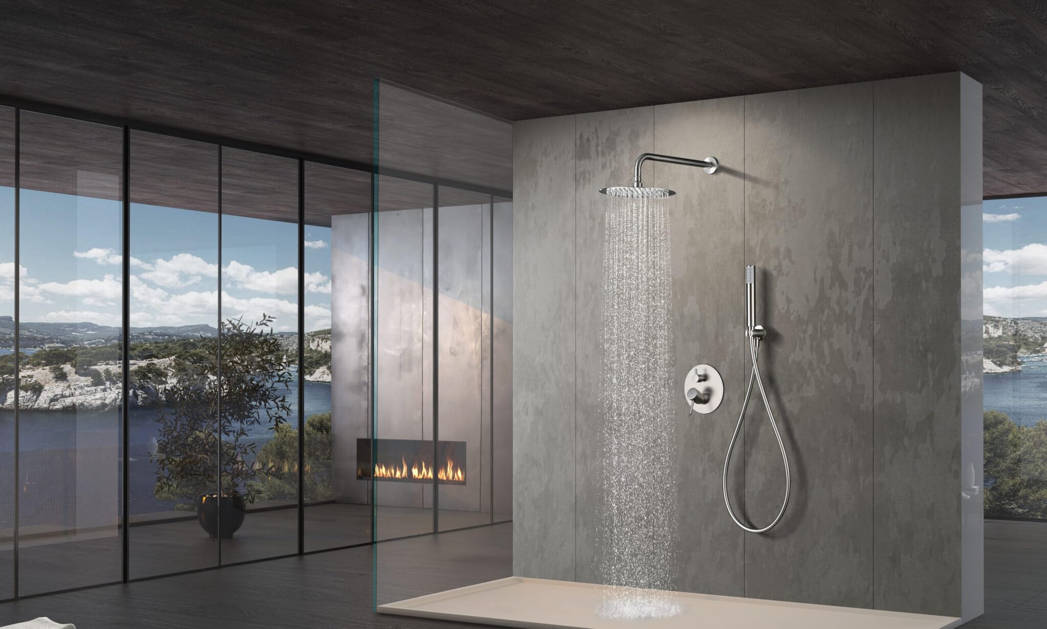Columna Ducha Empotrada IMEX Monza GPM039NQ Níquel Cepillado