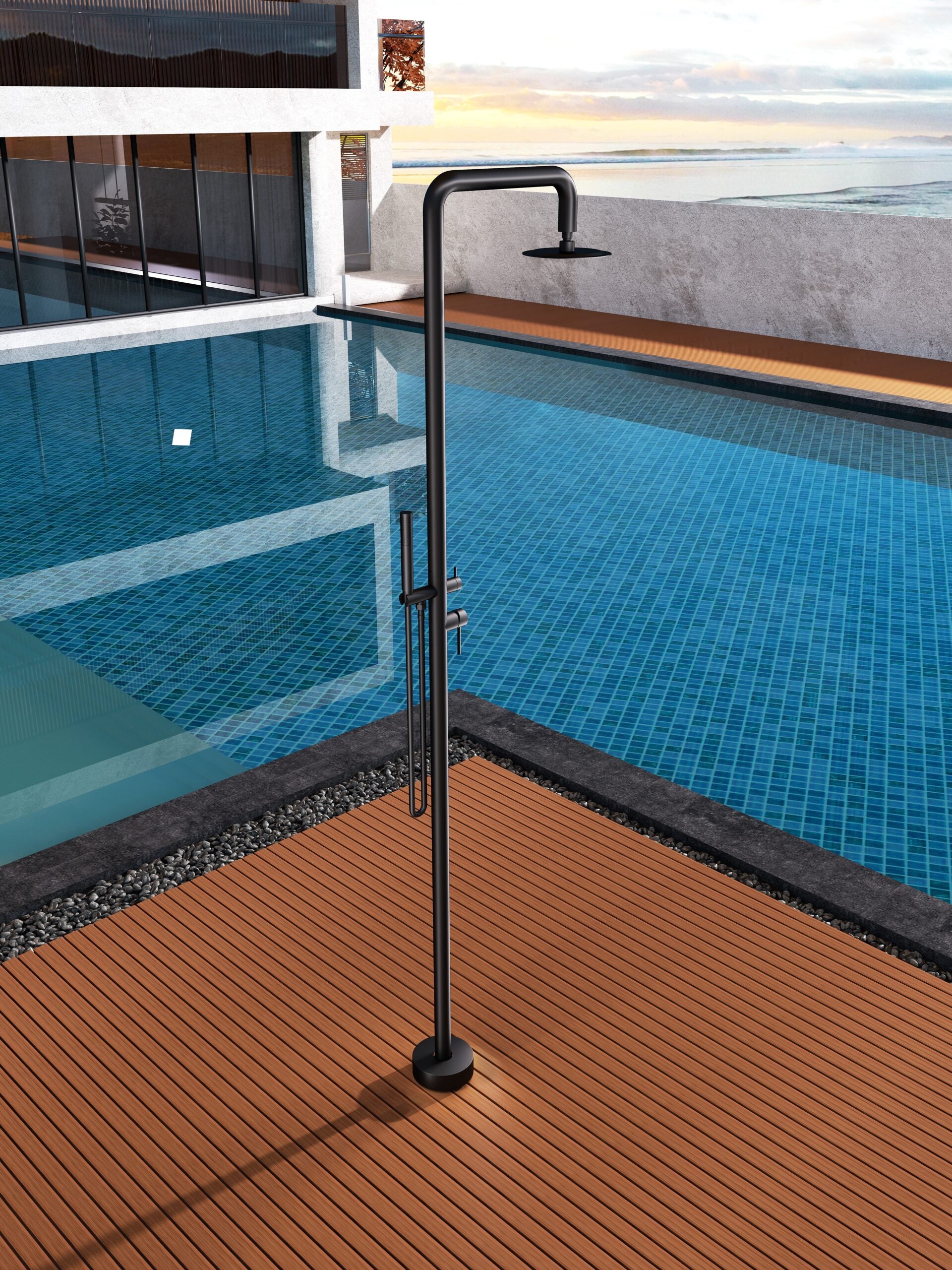 Columna Ducha Exterior Poolimex Florida GPF008 Negro Mate