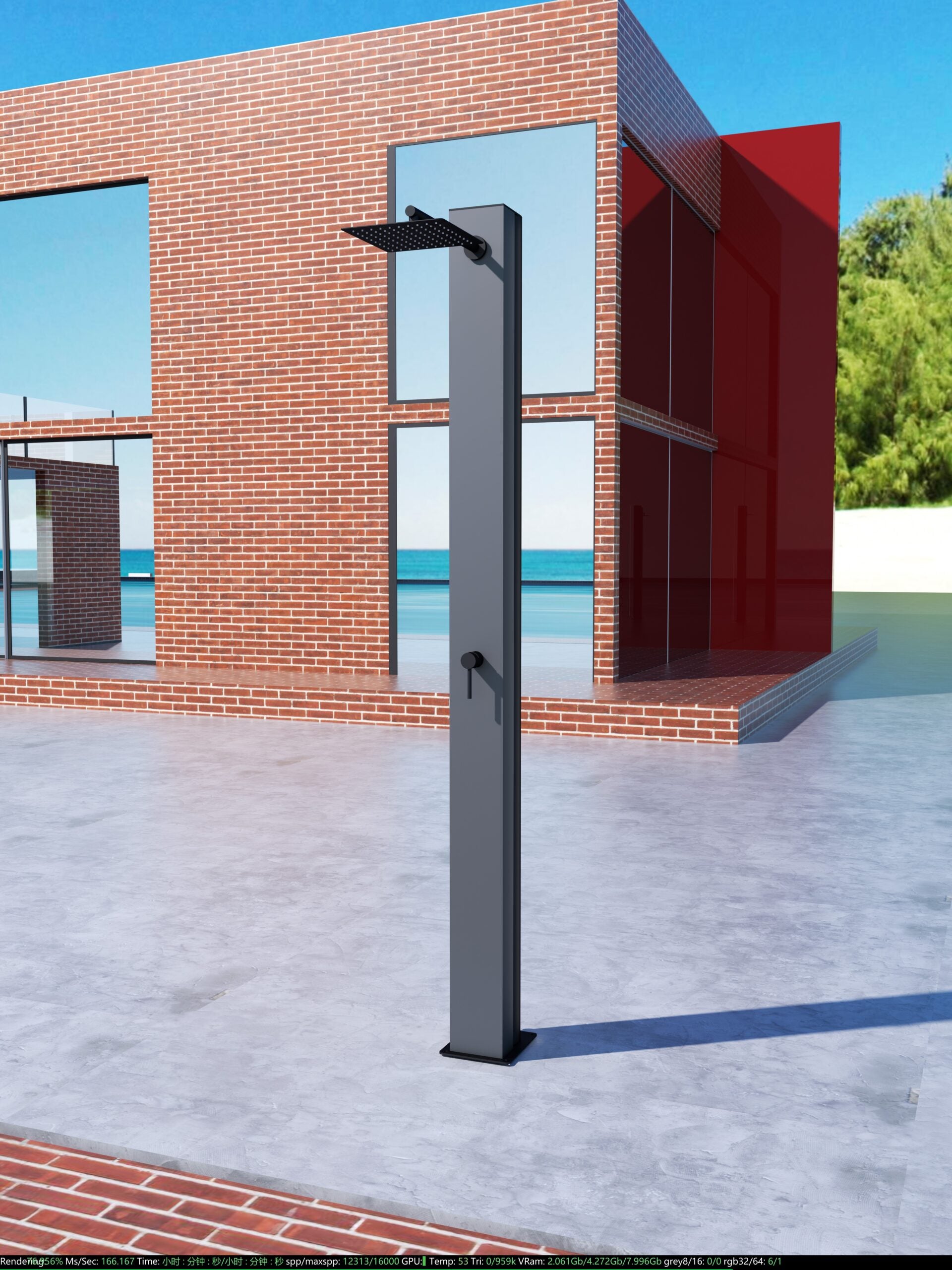 Columna Ducha Exterior Poolimex Phoenix GPP015 Gris Cobalto Negro Mate