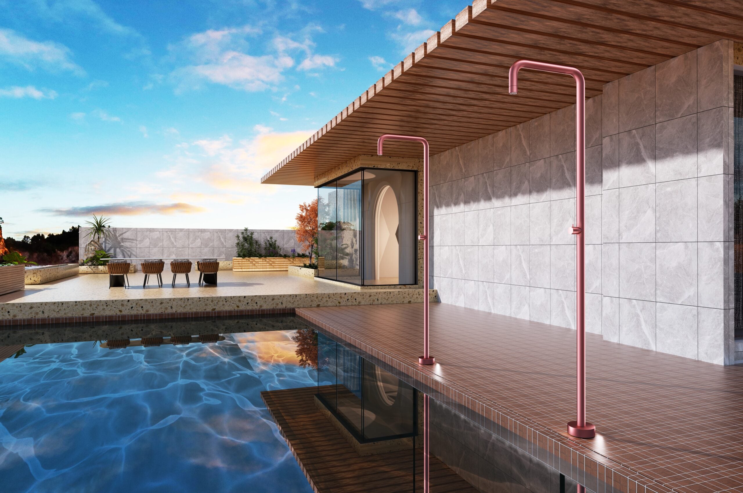 Columna Ducha Exterior Poolimex Utah GPU010 Rosa Coral