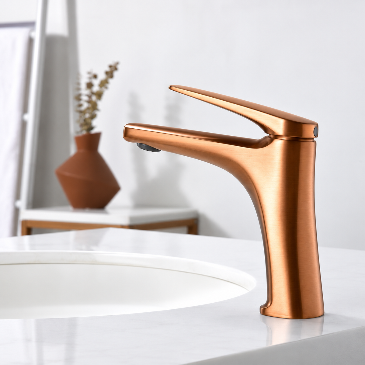 Grifo lavabo IMEX Delos BDD055-1 oro rosa cepillado baño moderno