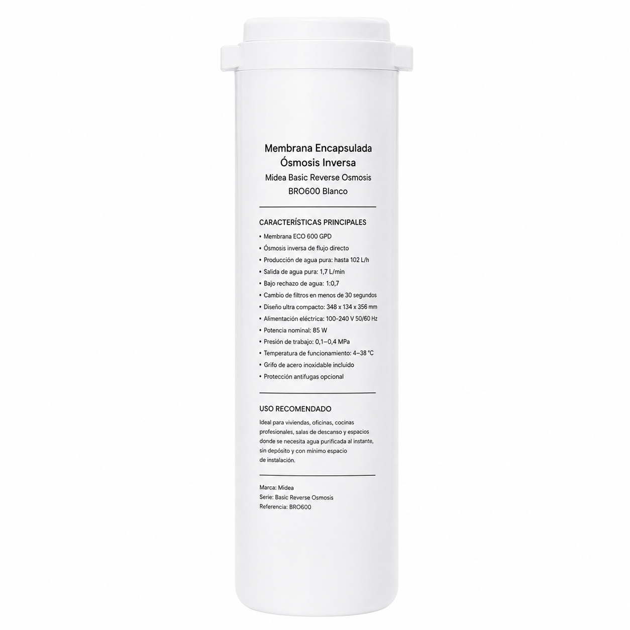 Membrana encapsulada ósmosis inversa MIDEA BRO 600GPD blanco