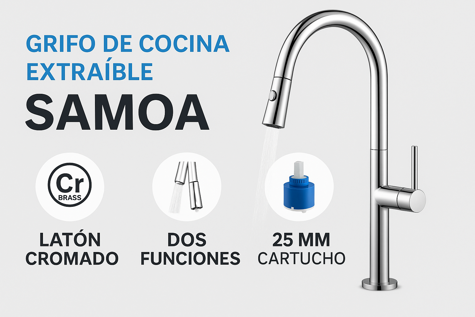 Grifo Cocina IMEX Samoa GCE017 Cromo