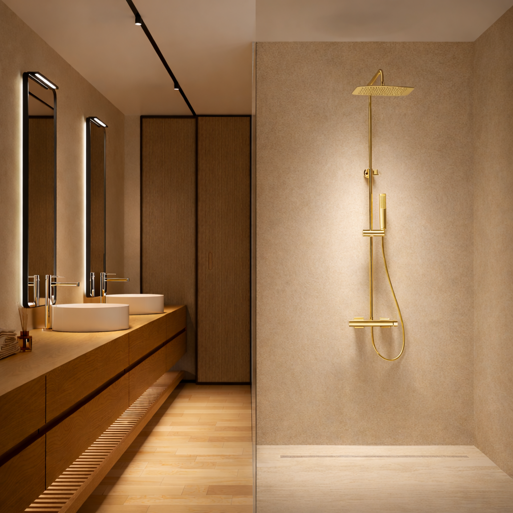 columna de ducha toscana oro cepillado