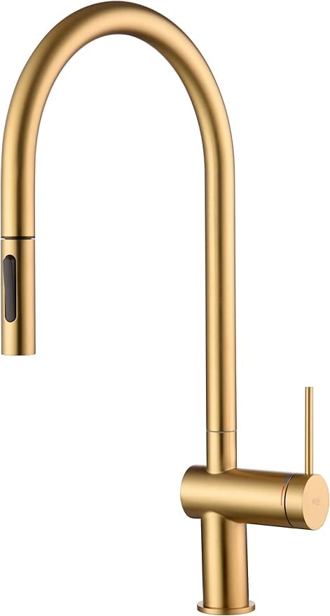 Grifo cocina extraíble IMEX Berna GCE026 oro cepillado 360°