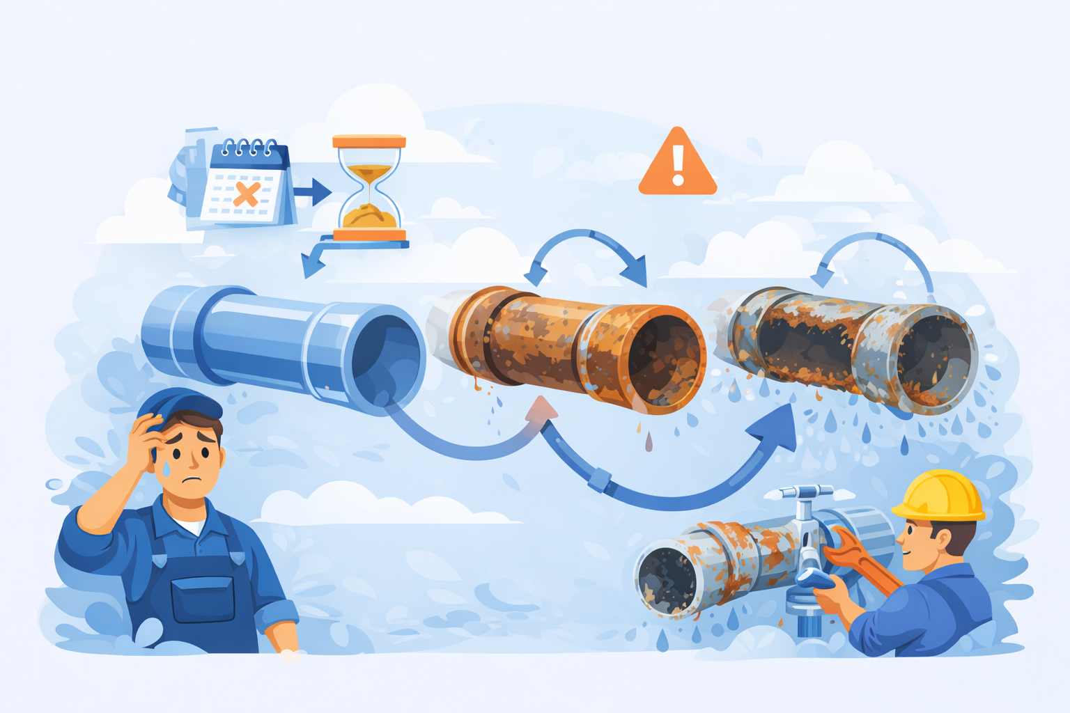 Antigüedad y estado de las tuberías de una vivienda según el material y la instalación