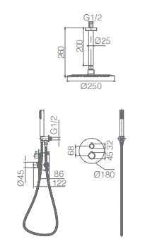 Sistema Ducha Empotrado Termostático IMEX Monza GTT039 Oro Rosa Cepillado