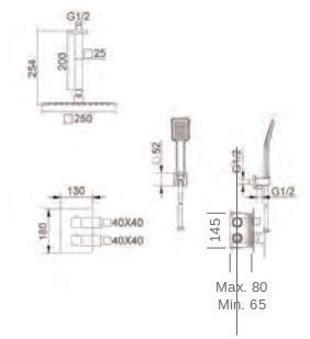 Conjunto Ducha Empotrado Termostático IMEX Ons GPC010 Cromo