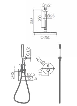 Sistema Ducha Empotrado IMEX Monza GPT039 Cromo