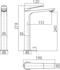Grifo Lavabo Alto IMEX Nápoles BDN047-3OC Oro Cepillado PVD
