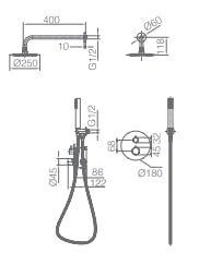 Conjunto de Ducha Empotrado Termostático IMEX Monza GTM039 Cromo Ø25 cm 2 Vías
