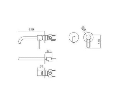Grifo Lavabo Empotrado IMEX Etna GLT023 Cromado