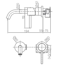 Grifo Lavabo Empotrado IMEX Monza GLM039 Oro Cepillado