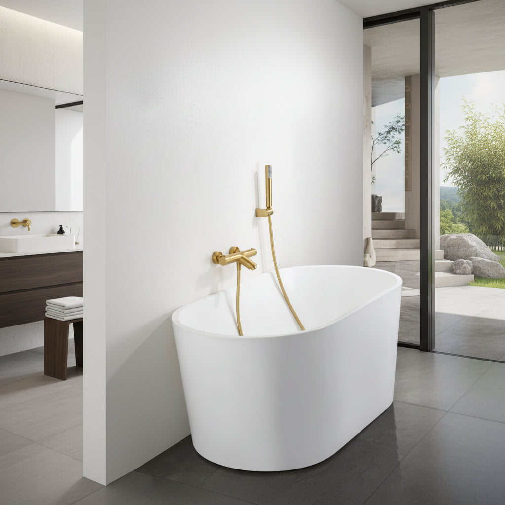 Grifo Termostático Baño-Ducha Imex MONZA BTM039-4OC | Oro Cepillado, Kit Completo de Ducha