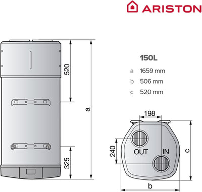 Termo Aerotermia Ariston Nuos Plus S2 WiFi 150 L | Bajo Consumo, Control App, A+