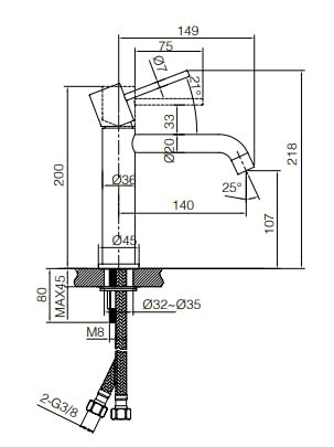 Grifo Lavabo IMEX Monza BDM039-1NQ Níquel Cepillado