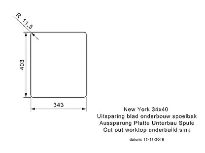 REGINOX Elite New York - Fregadero de acero inoxidable (34 x 40 kg, a partir de 45 cm de ancho)
