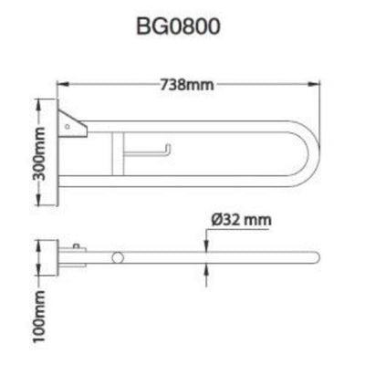 Barra Abatible Giro Vertical Mediclinics Inox 800 mm