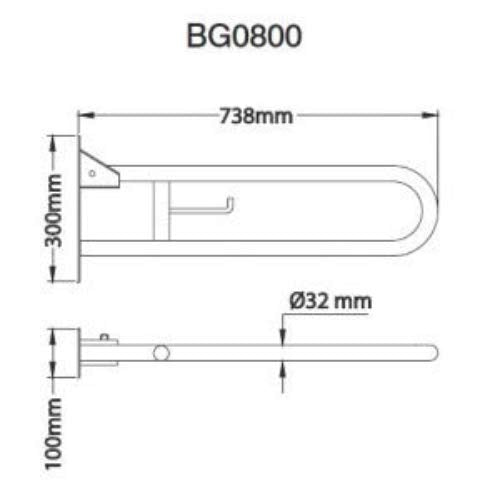 Mediclinics - Barra Abatible Giro Vert.Inox (BG0800CS)