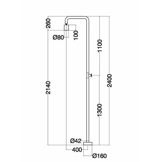 Imex - Barra de Ducha Exterior POOL GPP001/AC | Acero Inoxidable S.316, Difusor Antical Ø80 mm, Grifería Monofluido, Giratoria 360°, Resistente a la Corrosión