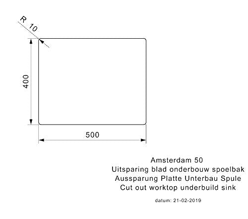 Reginox Amsterdam 50 Black Silvery Granito fregadero 500 x 400 negro