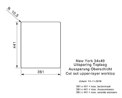 REGINOX Elite New York - Fregadero de acero inoxidable (34 x 40 kg, a partir de 45 cm de ancho)