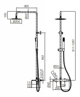 Columna de Ducha IMEX Monza BDM039/NQ Níquel Cepillado