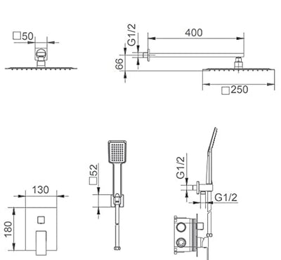 Conjunto de Ducha Monomando IMEX Dublín GPE006/NG Negro Mate