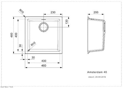 Reginox Amsterdam 40 Caffe Silvery Granito fregadero 400 x 400 Crema