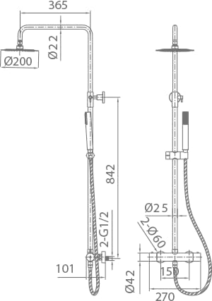 Conjunto Columna de Ducha IMEX Nápoles BTN047 ORC Oro Rosa Cepillado