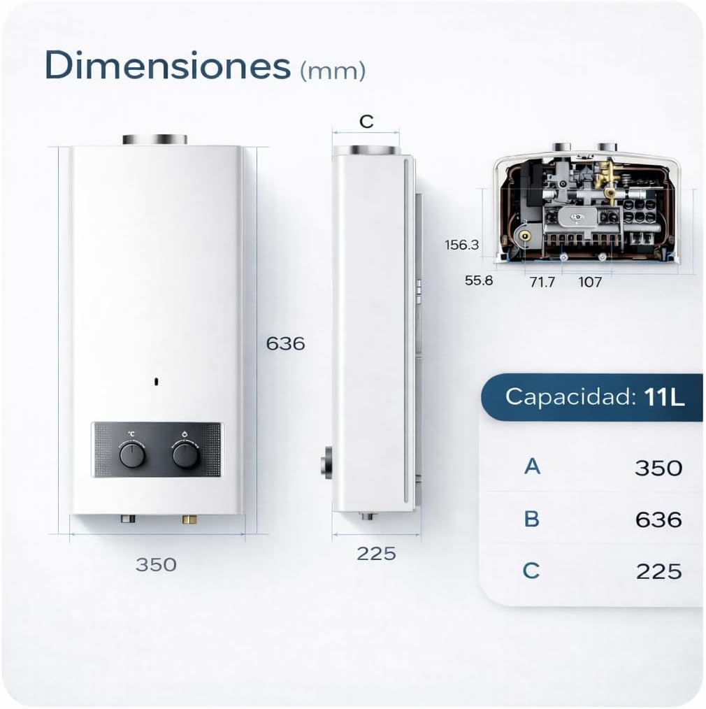 Calentador Centro Confort Apolo 11 L Gas Atmosférico Low NOx | Encendido Automático