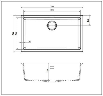 Reginox Amsterdam 72 Pure White Granito fregadero 720 x 400 color blanco