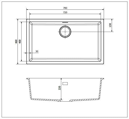 Reginox Amsterdam 72 Pure White Granito fregadero 720 x 400 color blanco