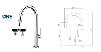 Imex - Grifo Monomando Extraíble para Cocina Samoa | Cromado, Latón de alta calidad, Difusor 2 funciones, Cartucho cerámico Ø25 mm