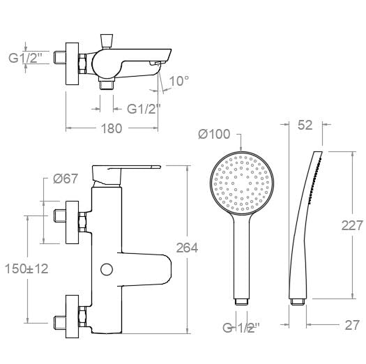 Grifo Monomando Ducha y Bañera Ramon Soler Alexia 3605T1 Cromado