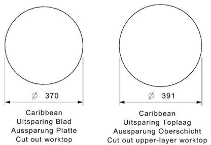 Reginox Fregadero CARIBBEAN (L) OSP con desagüe y rebosadero en accionamiento manual/superficie/base/empotrable/fregadero de acero inoxidable