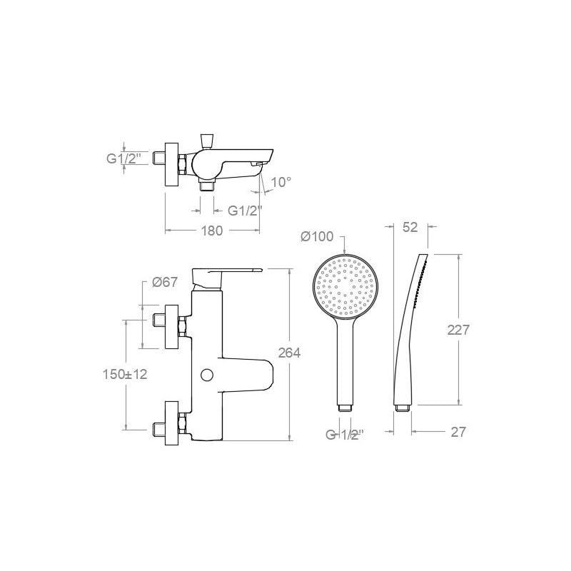 Grifo Monomando Ducha y Bañera Ramon Soler Alexia 3605T1 Cromado