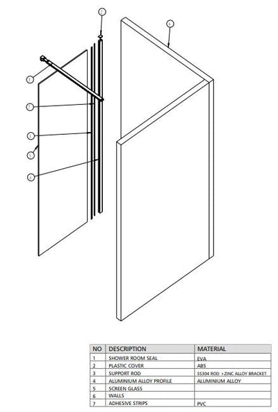 Mampara Fija Imex SCREEN PRO Oro Cepillado | Panel de Ducha con Vidrio Templado y Perfil de Aluminio