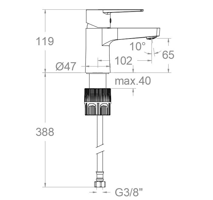 RAMON SOLER 180102 TITANIUM Grifo Lavabo Sin Desagüe