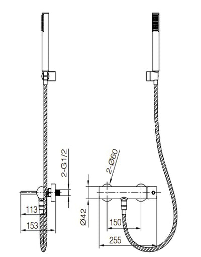 Grifo Monomando de Ducha IMEX MONZA BDM039-5NQ Níquel Cepillado